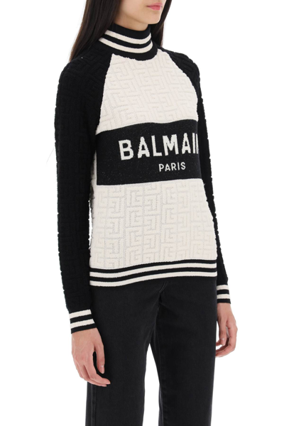 Shop Balmain Turtleneck Sweater In Terry Cloth Women In Multicolor