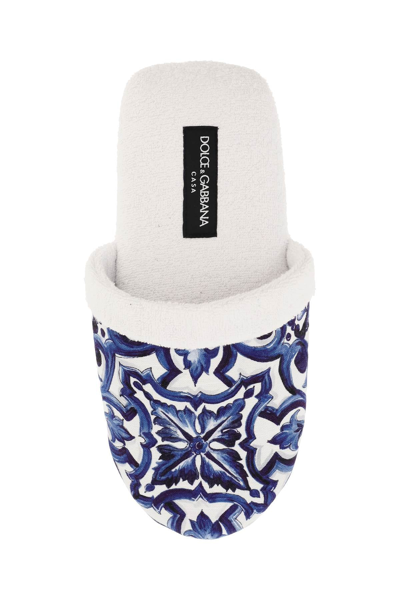 Shop Dolce & Gabbana 'blu Mediterraneo' Terry Slippers Men In Multicolor