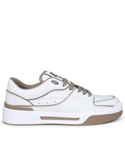 Shop Dolce & Gabbana New Roma White Leather Sneakers Man