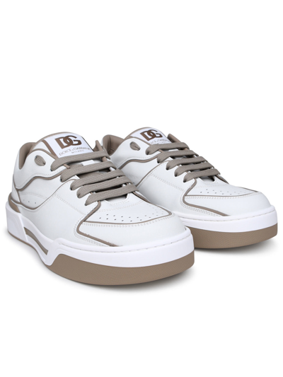 Shop Dolce & Gabbana New Roma White Leather Sneakers Man