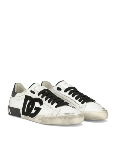 Shop Dolce & Gabbana Men Portofino Sneakers In White