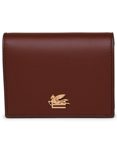 Shop Etro Woman  Brown Leather Wallet In Black