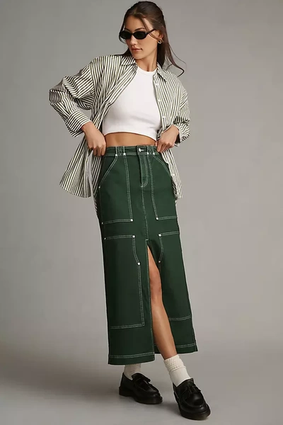 Shop Pilcro Carpenter Maxi Skirt In Green