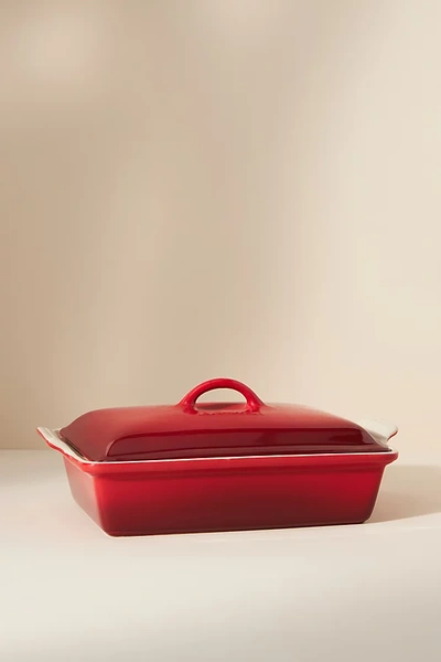 Shop Le Creuset 4 Qt Heritage Rectangular Covered Casserole In Red