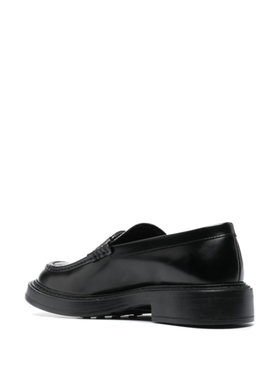 Shop Tod's Logo-plaque Leather Loafers In Black