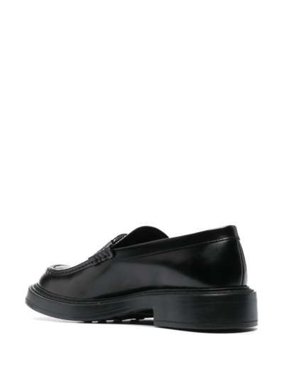 Tod's Logo-plaque Leather Loafers In Black