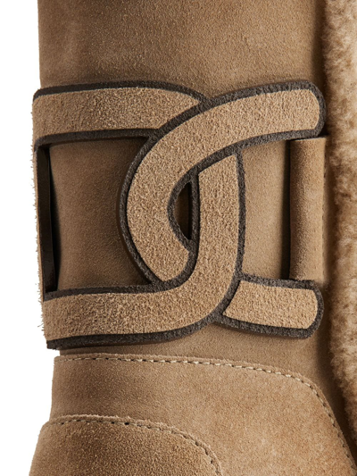 Shop Tod's Logo-patch Suede Boots In Neutrals