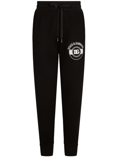 Shop Dolce & Gabbana Logo-print Cotton Track Pants In Black