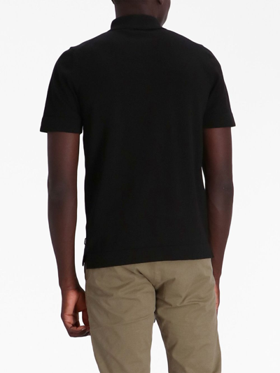 Shop Hugo Boss Houndstooth-pocket Cotton Polo Shirt In Black