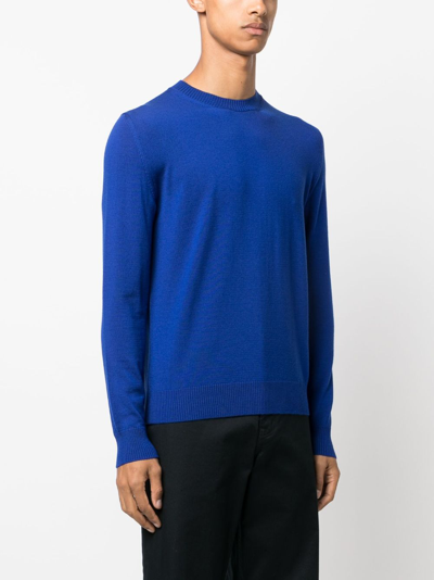 Shop Ballantyne Fine-knit Wool Jumper In Blue