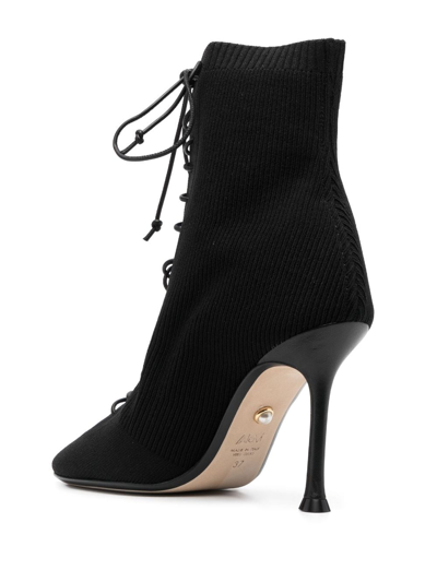 Shop Alevì Love 100mm Knit Boots In Black