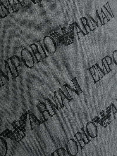 Shop Emporio Armani Monogram-pattern Knitted Scarf In Grey