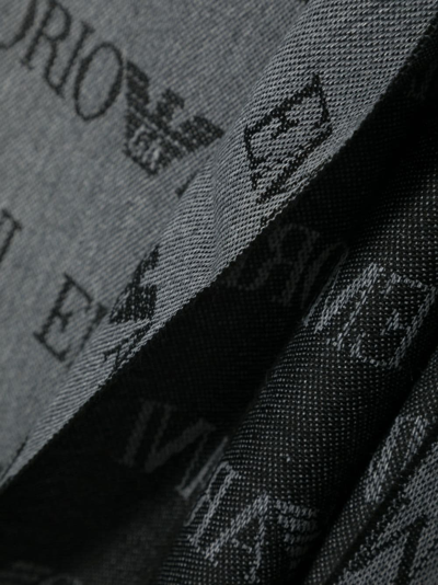 Shop Emporio Armani Monogram-pattern Knitted Scarf In Grey