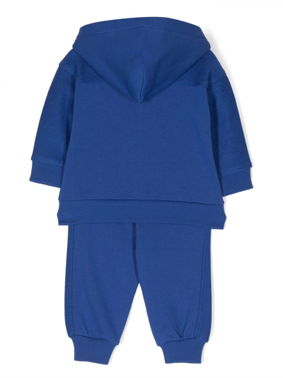 Shop Moschino Teddy-bear Patch Cotton Tracksuit In Blue