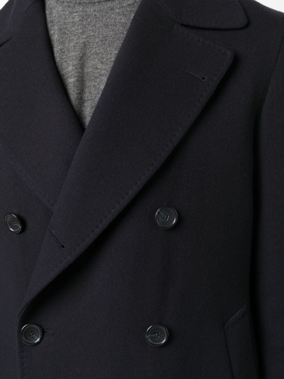 Shop Tagliatore Double-breasted Notched-lapels Coat In Blue