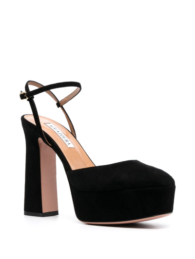 Shop Aquazzura Groove 130mm Leather Shoes In Black