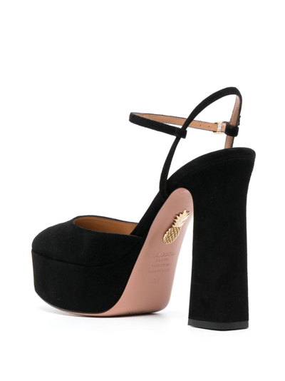 Aquazzura 130mm Groove Leather Shoes In Black
