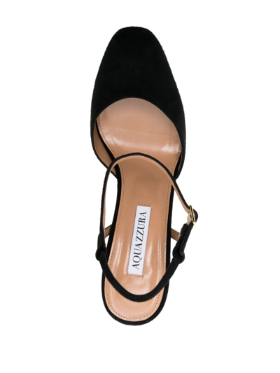 Shop Aquazzura Groove 130mm Leather Shoes In Black