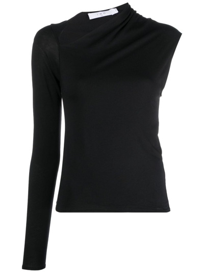 Shop Iro Asymmetric-design Cotton Top In Black