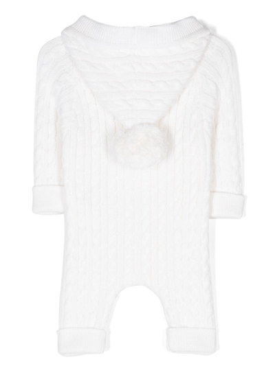 Shop Moschino Teddy Bear-patch Knitted Romper In White