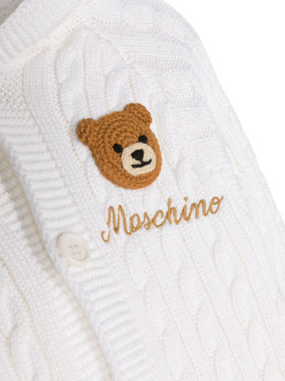 Moschino Teddy Bear-patch Knitted Romper In White