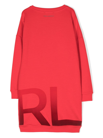 Shop Karl Lagerfeld Logo-print Stretch-cotton T-shirt Dress In Red