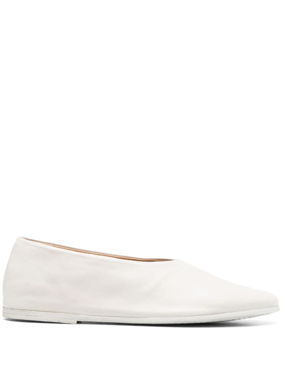 Shop Marsèll Almond-toe Leather Ballerina Shoes In White