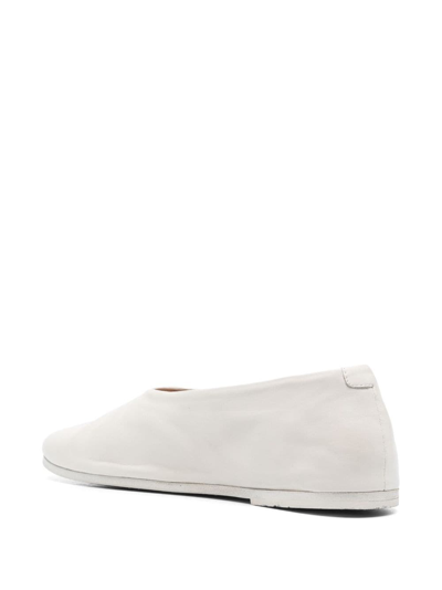 Shop Marsèll Almond-toe Leather Ballerina Shoes In White