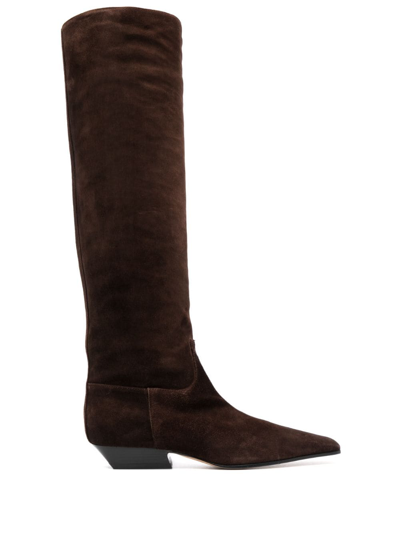 Shop Khaite The Marfa 40mm Knee-high Boots In Brown