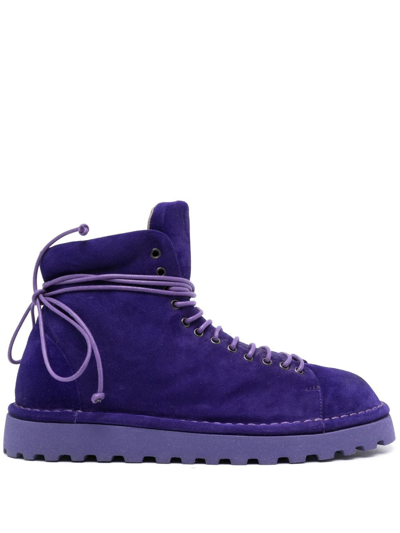 Shop Marsèll Bullet 30mm Suede Lace-up Ankle-boots In Purple