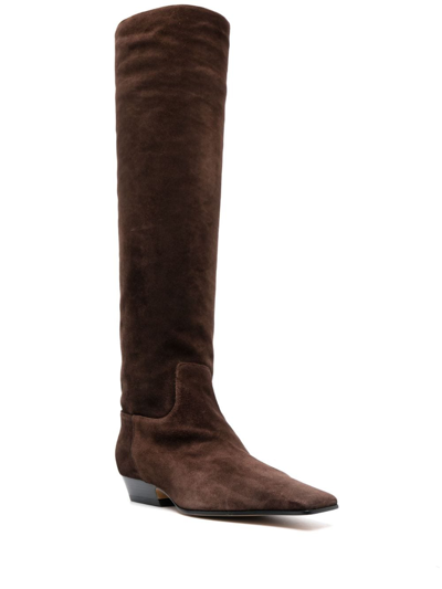 Khaite Marfa Classic Flat Knee High Boot In Brown