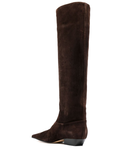 Khaite Marfa Classic Flat Knee High Boot In Brown