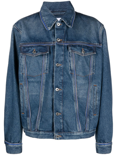 Shop Off-white Zip-embellishment Denim Jacket In Medium Blue No Color