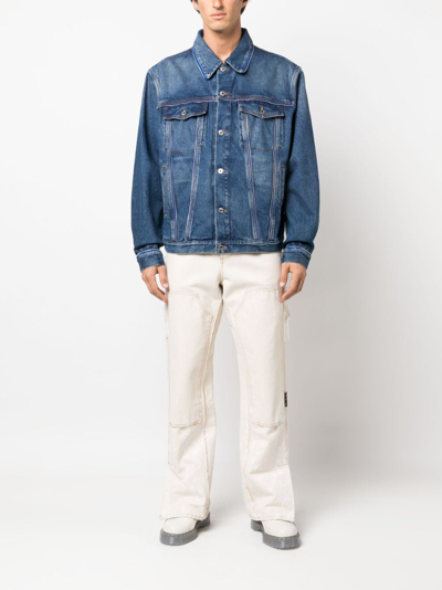 Shop Off-white Zip-embellishment Denim Jacket In Medium Blue No Color