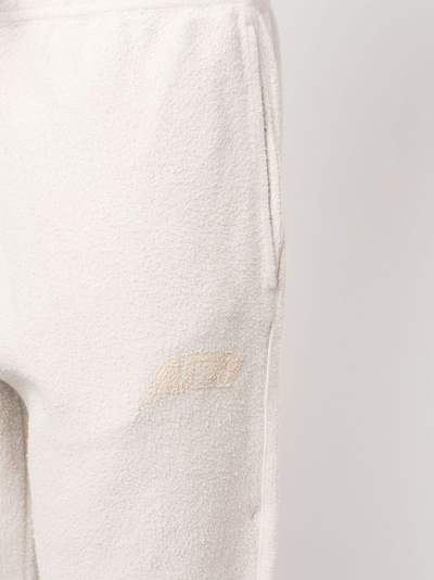 Shop Autry Brushed-effect Cotton Track Pant In Neutrals