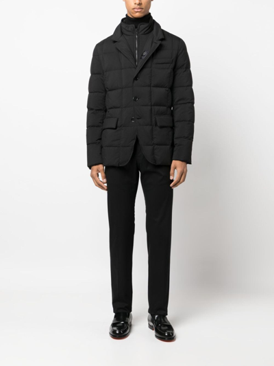 Fay Quilted Double-front Jacket With High Collar In Black