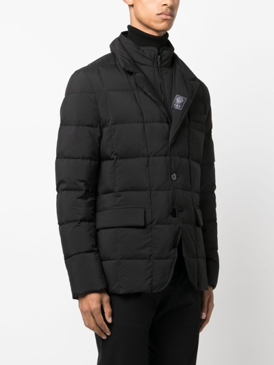 Fay Quilted Double-front Jacket With High Collar In Black