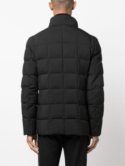 Fay Quilted Double-front Jacket With High Collar In Black