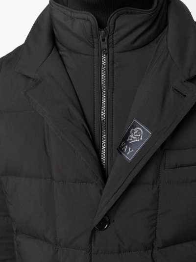 Fay Quilted Double-front Jacket With High Collar In Black