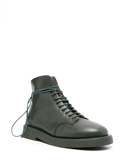 Shop Marsèll Gomello 30mm Lace-up Leather Ankle Boots In Green