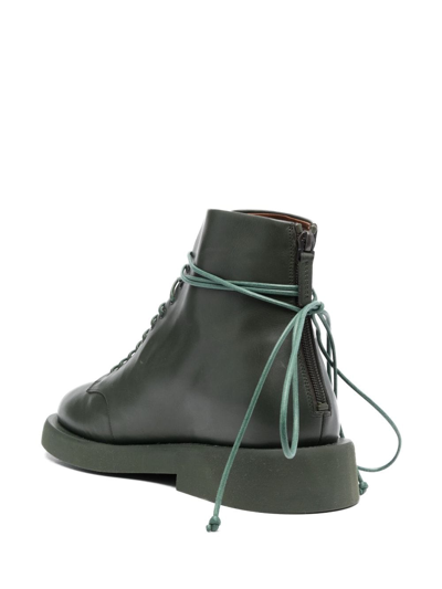 Shop Marsèll Gomello 30mm Lace-up Leather Ankle Boots In Green