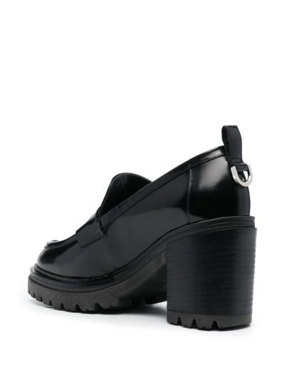 Shop Sergio Rossi Joan 55mm Penny-slot Leather Loafers In Black