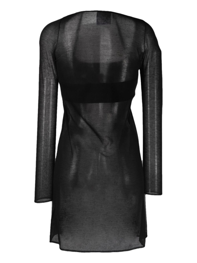 Paris Georgia Cut-out Semi-sheer Top In Black