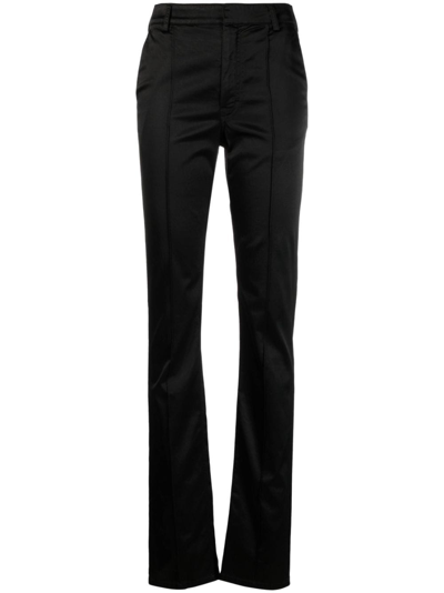 Shop Filippa K Satin Slim-cut Trousers In Black