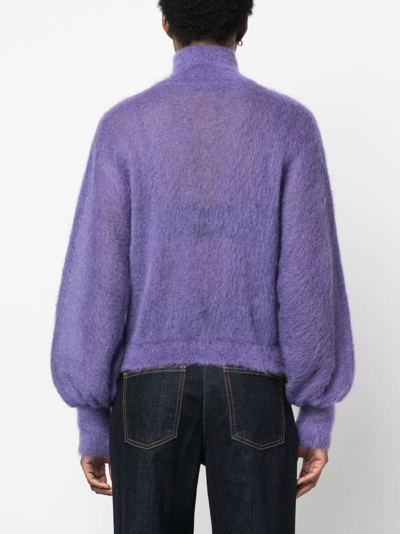 Shop Alberta Ferretti Brushed-effect Roll-neck Jumper In Purple