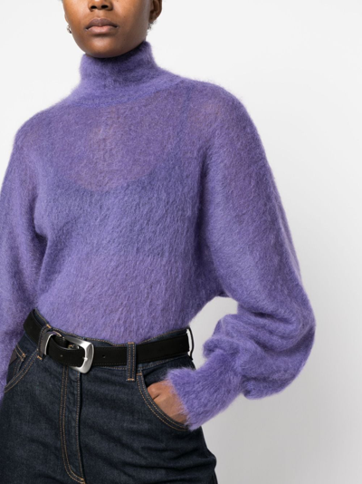 Shop Alberta Ferretti Brushed-effect Roll-neck Jumper In Purple