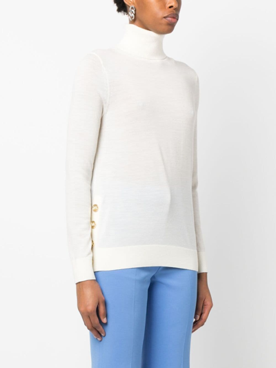 Shop Michael Michael Kors Decorative-button Merino Jumper In White