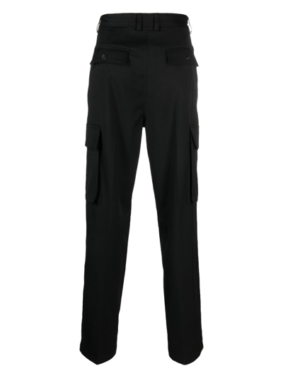 Shop Filippa K Cargo-pocket Wool Trousers In Black