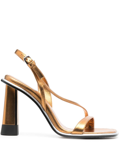 Shop Etro 120mm Metallic-finish Sandals In Gold