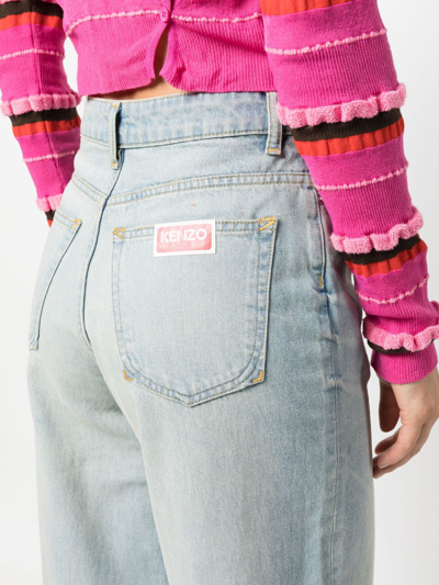 Shop Kenzo Logo-patch Flared Jeans In Blue
